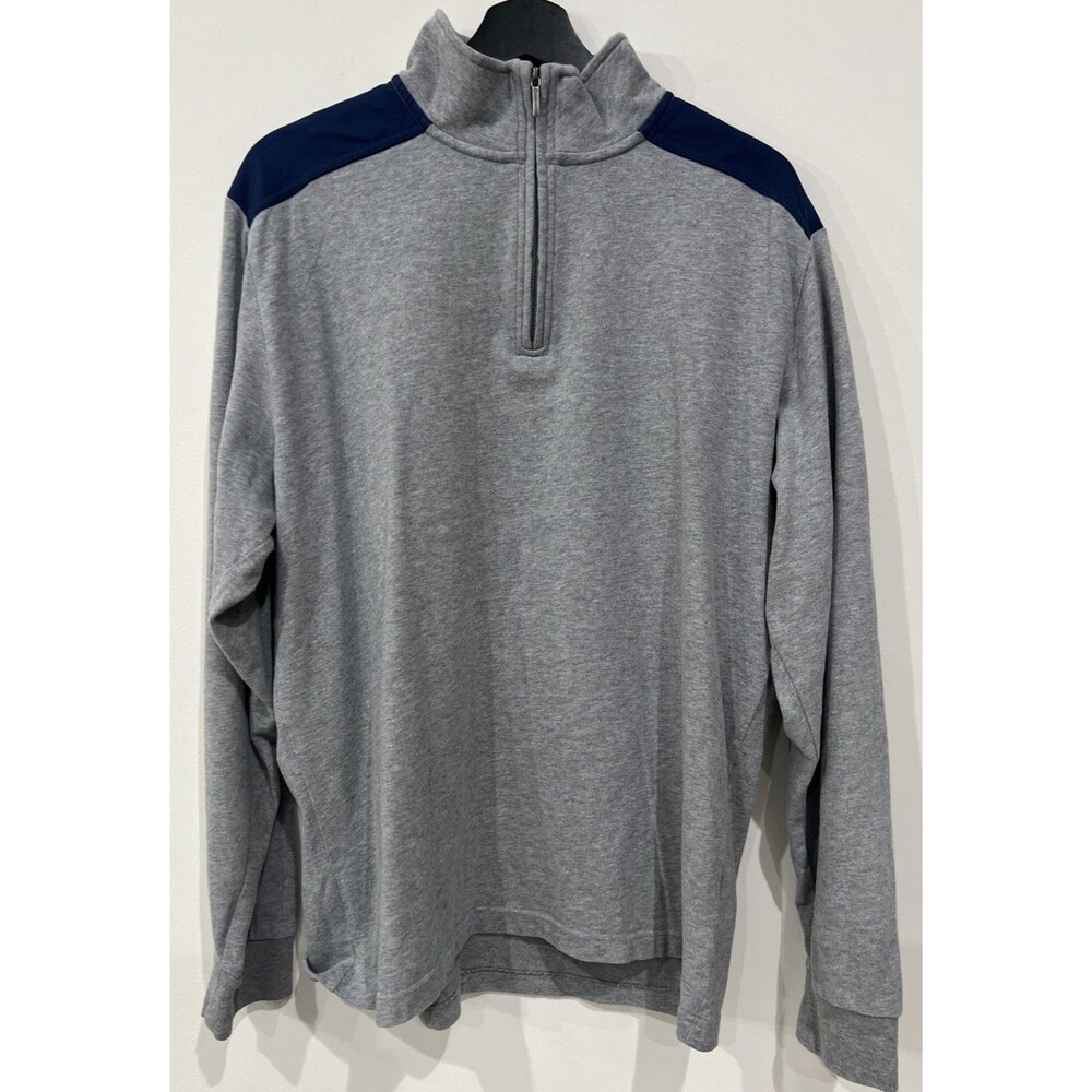 Brooks Brothers Quarter-Zip Pullover Sweater  Sweatshirt Grey Size L 100% Cotton
